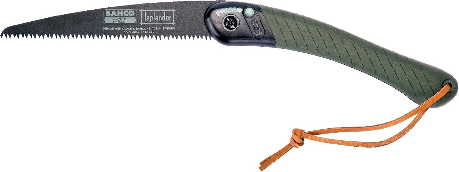 Bahco Laplander Folding Saw, 7.5 Inch Blade, Green Handle, Camping Saw
