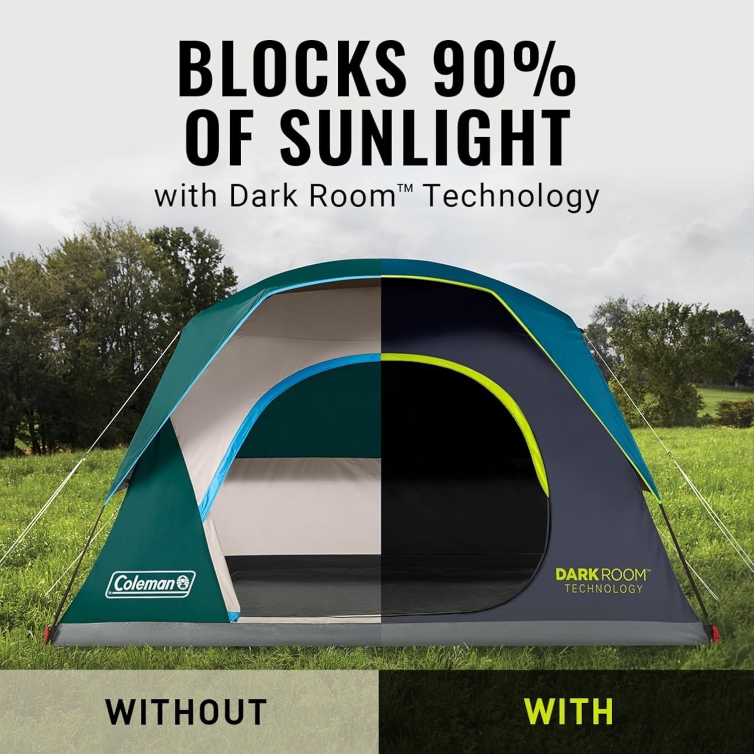 Coleman Skydome 6-Person Camping Tent with Dark Room Technology, Blackberry