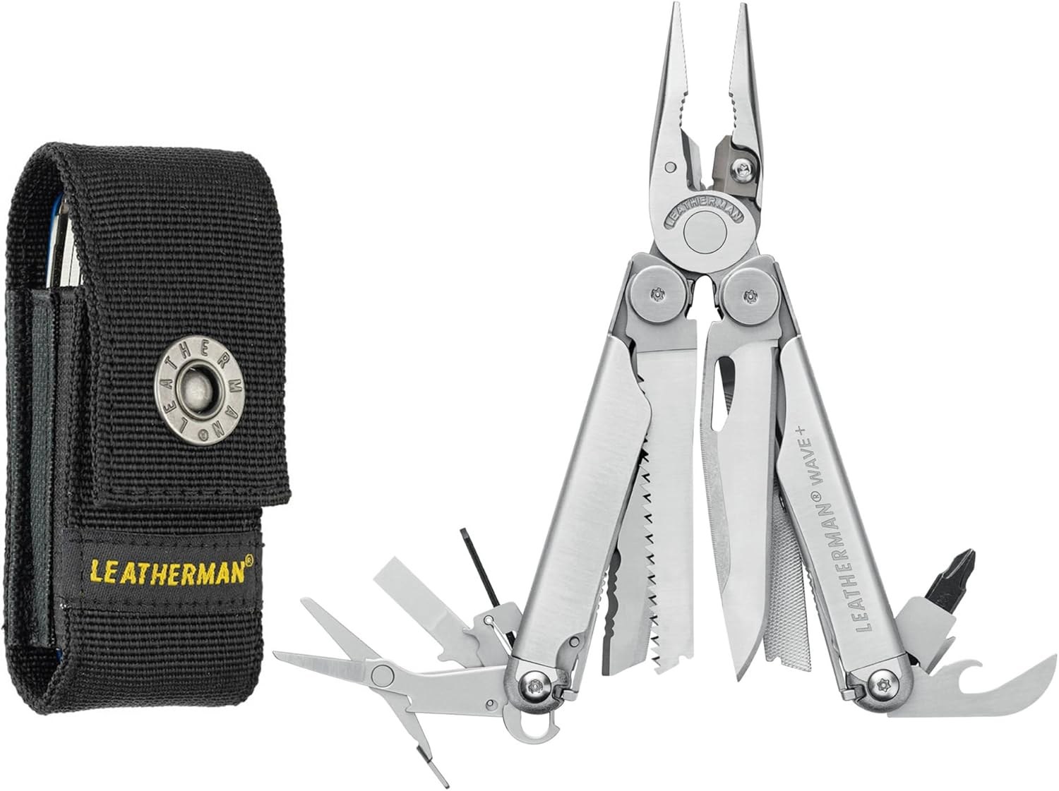 Leatherman Wave+ Multi-Tool with Nylon Sheath, Stainless Steel, 18 Tools