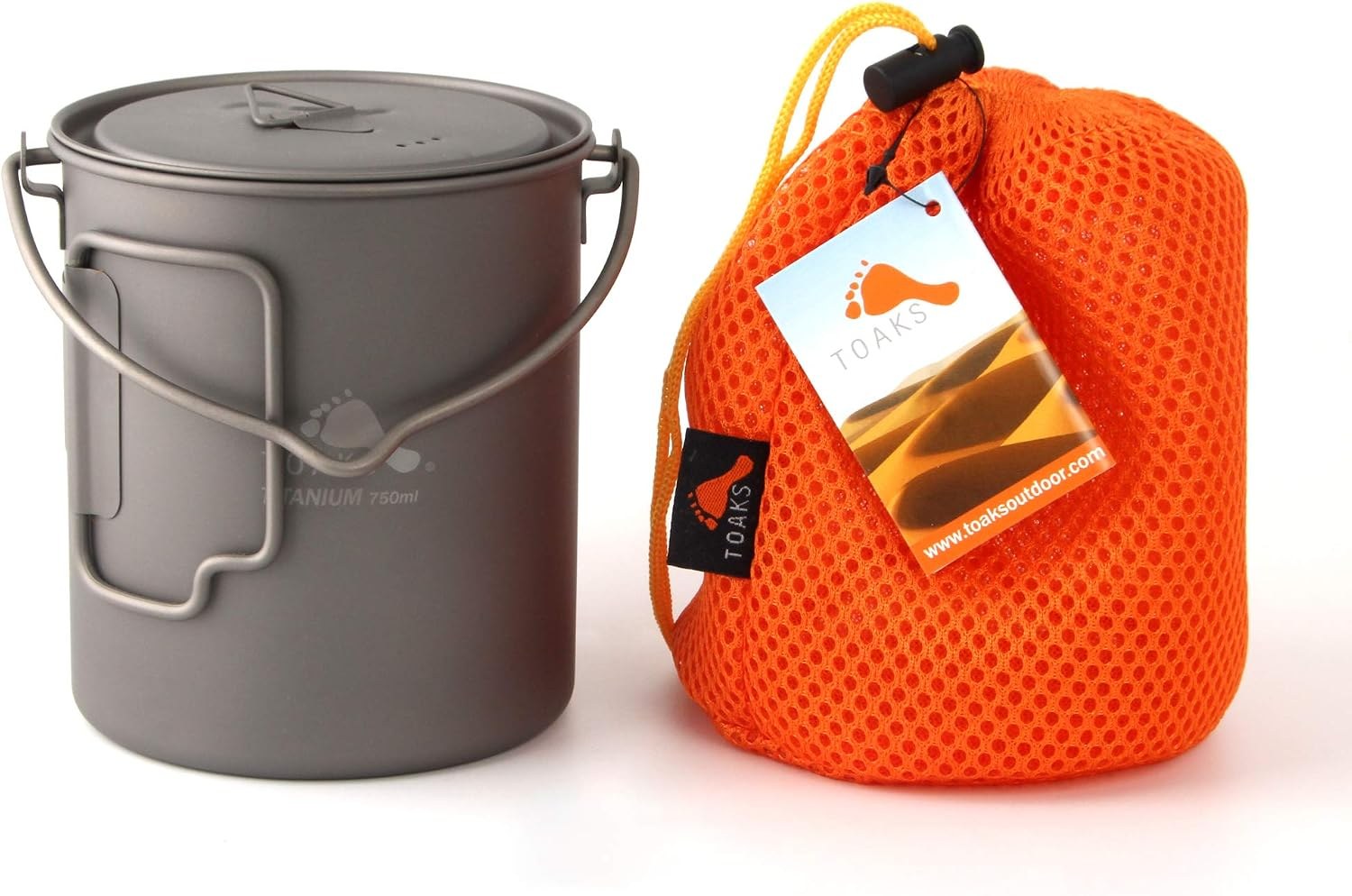 TOAKS Titanium 750ml Pot with Lid and Bail Handle, Ultralight Camp Cookware